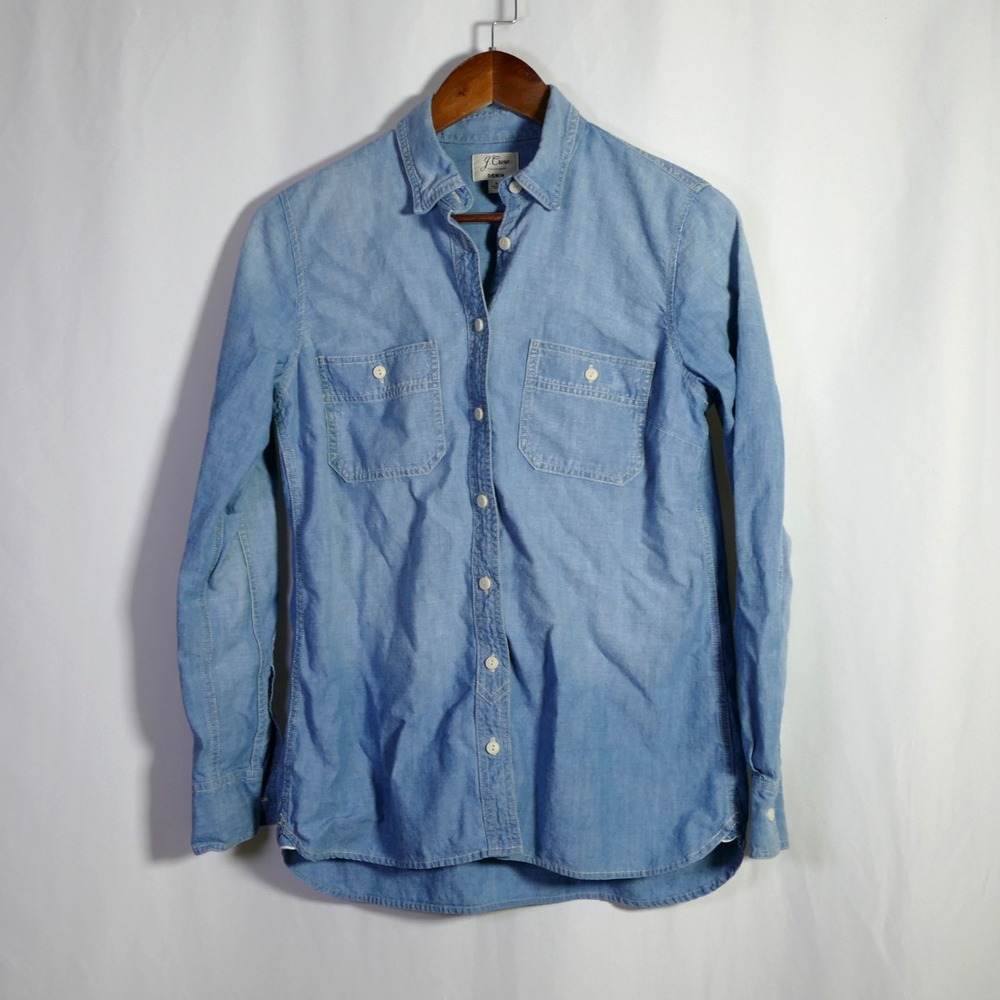 J Crew Womens Selvedge Chambray Denim Button Up Top Size 6 Western Rodeo Capsule